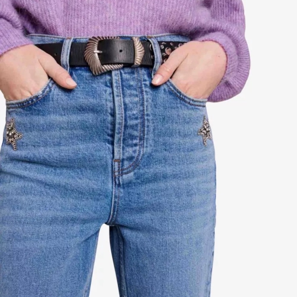 Maje Pagody Crystal Straight Leg Jeans